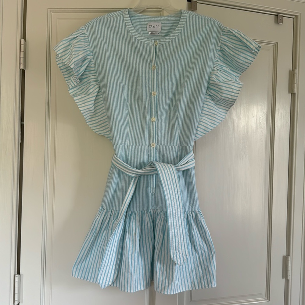 Saylor Blue Ruffle Dress - Picture 3 of 5